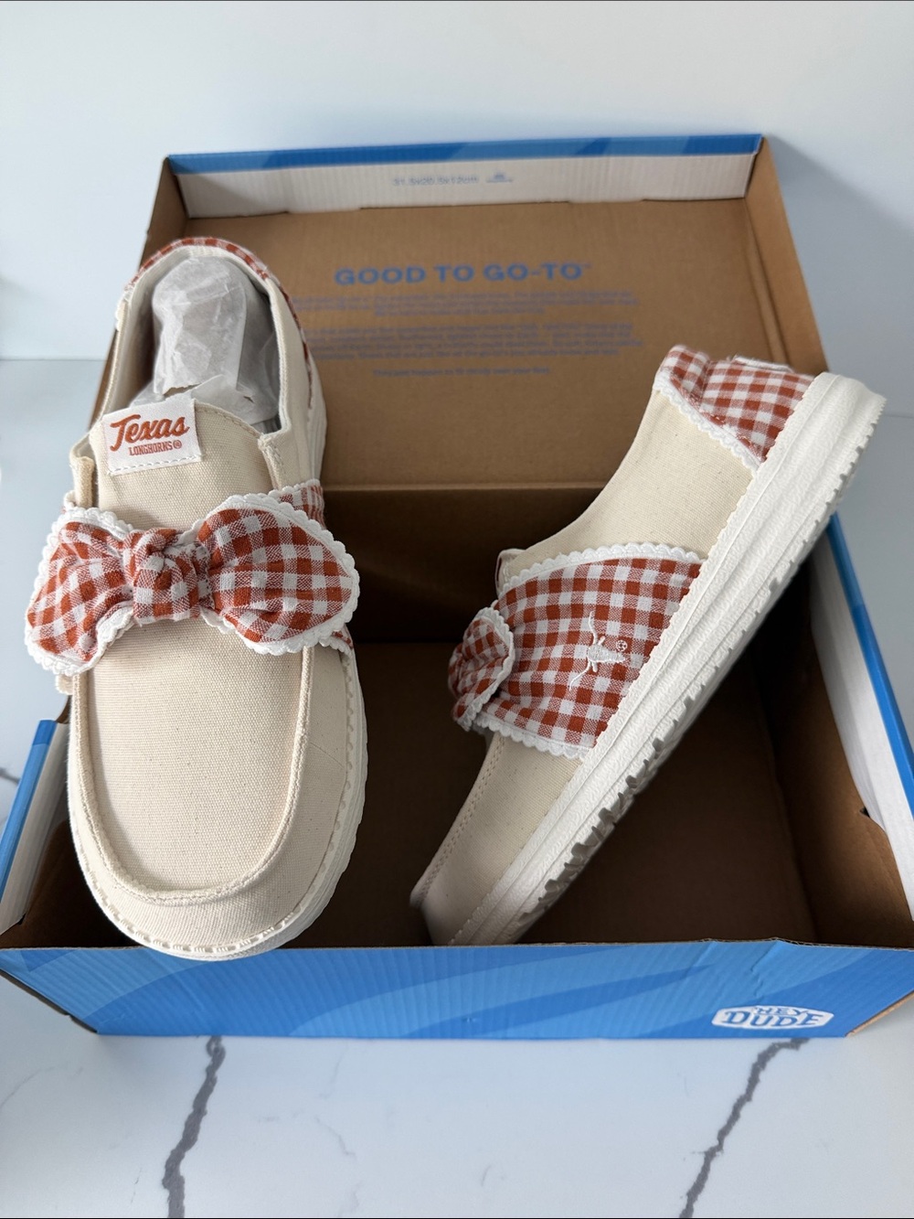 Hey Dude Wendy Bow Texas Longhorns Wheat/Burnt Orange